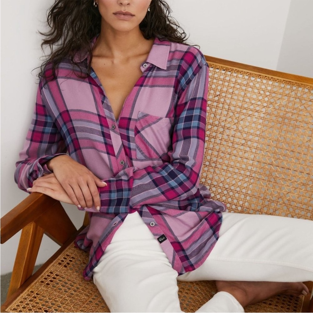 Rails Pink and Blue Plaid Blouse